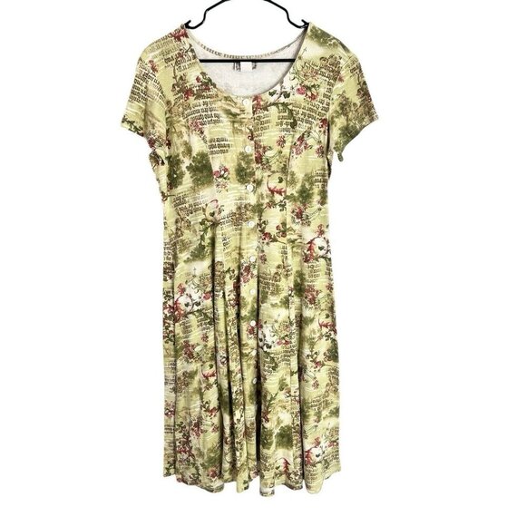 Romantic Y2K Dress Floral Large Blue Button Front Grunge Midi Cottagecore LOT - Picture 8 of 16